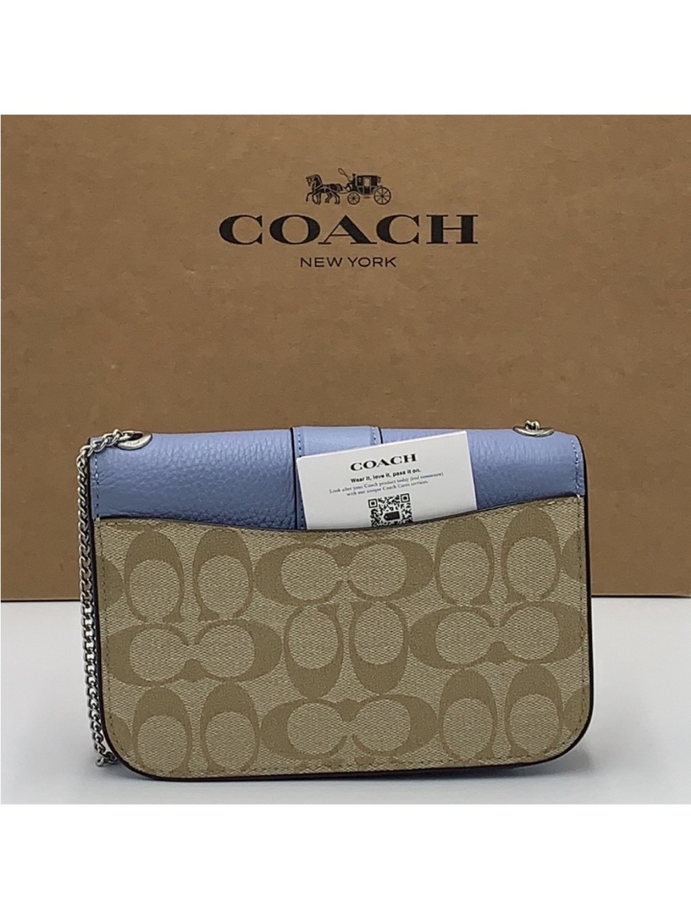 COACH Georgie Crossbody In Signature Canvas LIGHT KHAKI/MARBLE BLUE - Picture 6 of 15
